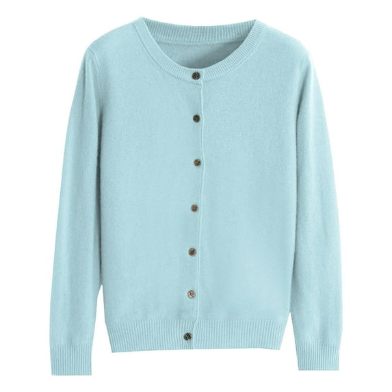 Plus Size Tops Womens Basic Crew Neck Long Sleeve Button Down Womens Cardigan Sweaters