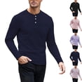thumbnail image 1 of Plus Size Tops for Men Henrycollar Solid Color Button Round Neck Tops Daily Commute Outfit, 1 of 5