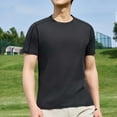 thumbnail image 1 of Plus Size Tops for Men under $5 Print Short Sleeve Round Neck T-Shirt Stylish Round Neck Shirt Black XXXXL, 1 of 5