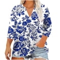 thumbnail image 1 of Plus Size Tops for Women 3/4 Sleeve Shirts Tunic Tops Casual Printed V-Neck Blouse Fashionable And Comfortable Top (Size:L-5XL), 1 of 5