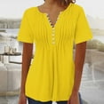 thumbnail image 1 of Plus Size Tops for Women 3/4 Sleeves Round Neck Casual Printed T Shirts Yellow L, 1 of 3