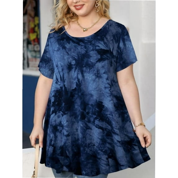 Plus Size Tops for Women Casual Short Sleeves T Shirts Flowy Blouses