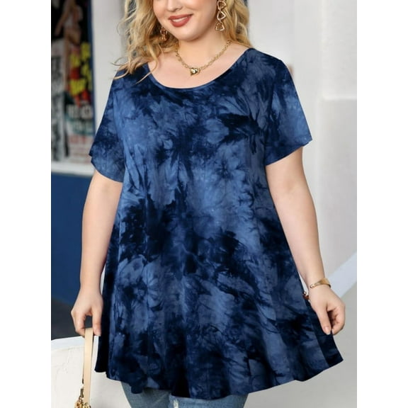Plus Size Tops for Women Casual Short Sleeves T Shirts Flowy Blouses