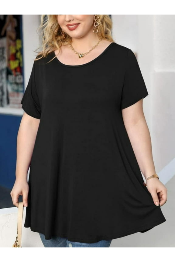 Plus Size Tops for Women Casual Short Sleeves T Shirts Flowy Blouses