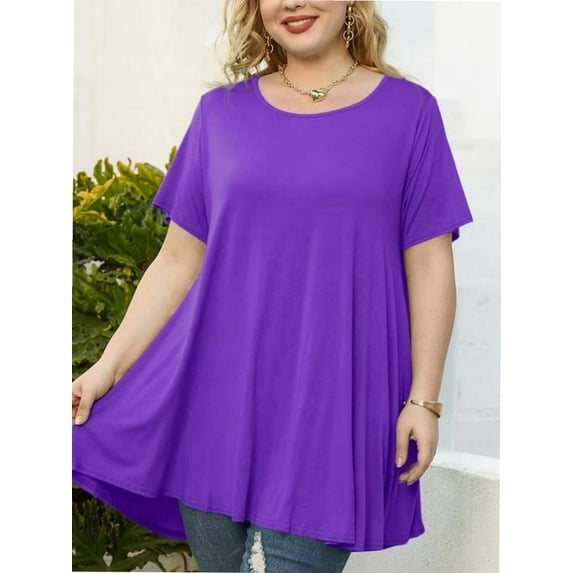 Plus Size Tops for Women Casual Short Sleeves T Shirts Flowy Blouses