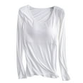 thumbnail image 1 of Plus Size Tops for Women Casual Solid Crew Neck with Chest Pads Pajama Blouse 2023 Lightweight Comfy Workout T Shirts Fall Clothes, 1 of 6