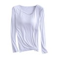 thumbnail image 1 of Plus Size Tops for Women Casual Solid Crew Neck with Chest Pads Pajama Blouse 2023 Lightweight Comfy Workout T Shirts Fall Clothes, 1 of 6