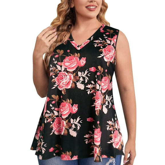 Plus Size Tops for Women Casual T shirt Tank Sleeveless Tunic To Wear With Leggings Summer Dressy Blouse Tee Shirt Top