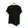 thumbnail image 1 of Plus Size Tops for Women under $5 Solid Color Short Sleeved Round Neck Not Irregular Loose T-shirt Black 2XL, 1 of 4