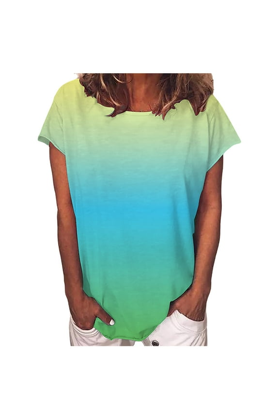 Plus Size Tops for Women Dressy T Shirt Graphic Print Short Sleeve Blouse Henley V Neck Summer Clothes