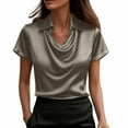 thumbnail image 1 of Plus Size Tops for Women Fashion Solid Color Casual Lapel Collar Button Short Sleeved Top T-Shirts, 1 of 8
