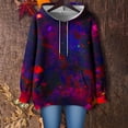 thumbnail image 1 of Fall Sweatshirts for Women Hooded Pocket Long Sleeved Print Loose Off Shoulder Sweatshirt S-5XL Purple XXXXL, 1 of 4