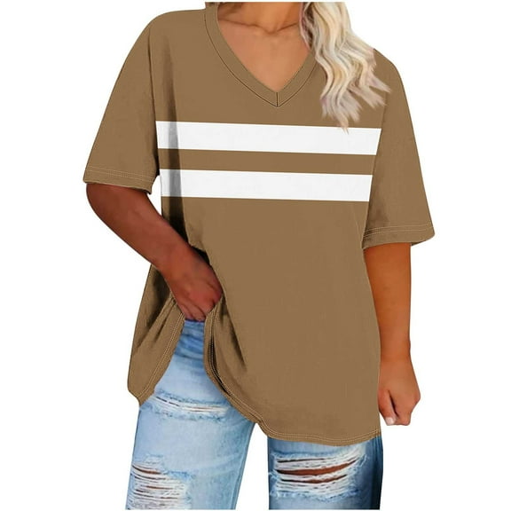 Plus Size Tops for Women L XL 2X,3X,4X,5X Caual Loose Fit Womens Summer T Shirts Trendy 2025 Short Sleeve