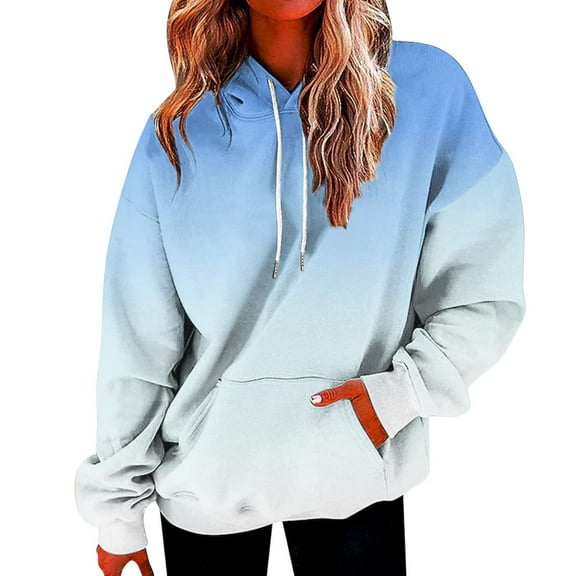 Plus Size Tops for Women Long Sleeve Button Hoodies Printed Pocket Casual Sweatershirt Light Blue 3XL