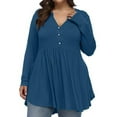 thumbnail image 1 of Plus Size Tops for Women Long Sleeve Fall Shirts Button Up Flowy V-Neck Loose Fit Shirts Clearance,L-4XL, 1 of 4