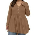 thumbnail image 1 of Plus Size Tops for Women Long Sleeve Fall Shirts Button Up Flowy V-Neck Loose Fit Shirts Clearance,L-4XL, 1 of 4