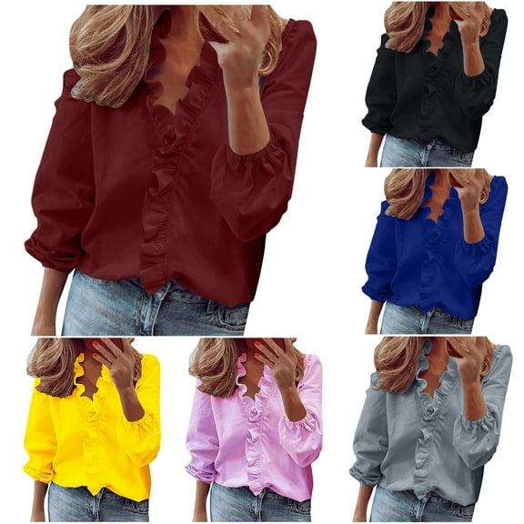 Plus Size Tops for Women Long Sleeve V Neck Button Linen Tops Shirts Casual Oversized Comfy Pullover Blouses