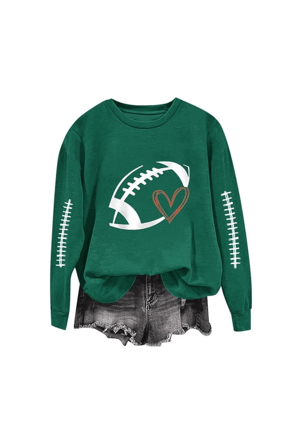 Plus Size Tops for Women Rugby Loose Casual Printed Long Sleeved Sweatshirt Womens Sweatshirts Army Green XXL