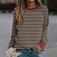 thumbnail image 1 of Plus Size Tops for Women S-5X Trendy Stripe Printed Crewneck Pullover Sweatshirts Top Ladies Casual Long Sleeve Basic Going Out T Shirts, 1 of 5