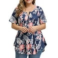 thumbnail image 1 of Plus Size Tops for Women Short Sleeve Buttons Up Blouses Flowy Floral Tunic Tops, 1 of 9