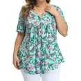 thumbnail image 1 of Plus Size Tops for Women Short Sleeve Buttons Up Blouses Flowy Floral Tunic Tops, 1 of 9