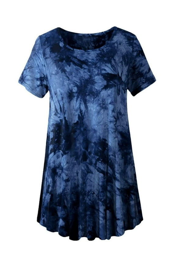 Plus Size Tops for Women Short Sleeve Shirts Casual Summer Clothes Round Neck Tunics for Leggings