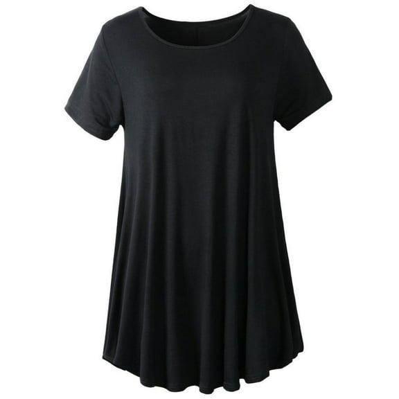Plus Size Tops for Women Short Sleeve Shirts Casual Summer Clothes Round Neck Tunics for Leggings
