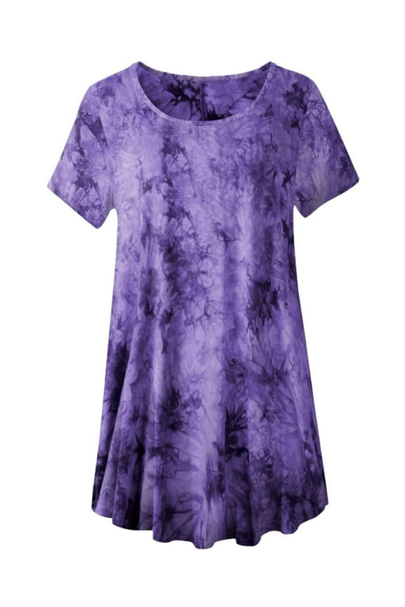 Plus Size Tops for Women Short Sleeve Shirts Casual Summer Clothes Round Neck Tunics for Leggings