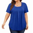 thumbnail image 1 of Plus Size Tops for Women Short Sleeve Square Neck Summer Loose Fit Tunic Top for Leggings Blue 5XL, 1 of 5