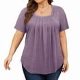 thumbnail image 1 of Plus Size Tops for Women Short Sleeve Square Neck Summer Loose Fit Tunic Top for Leggings  XL, 1 of 5