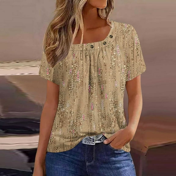 Plus Size Tops for Women Short Sleeved Pleated Blouses