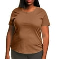 thumbnail image 1 of Plus Size Tops for Women Summer Casual Crew Neck Short Sleeve Oversized T-Shirts Loose Soft Solid Tee (M, Brown), 1 of 5