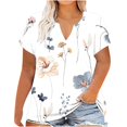 thumbnail image 1 of Plus Size Tops for Women Summer Petal Sleeve V Neck Dressy Casual T Shirts Trendy Print Loose Tunic Tops Blouses, 1 of 6