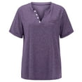 thumbnail image 1 of Plus Size Tops for Women Summer V Neck Short Sleeve Tee Shirts Button Casual Basic Loose Fit Oversized Blouse Tee Clothes Purple XL, 1 of 1