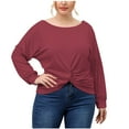 thumbnail image 1 of Plus Size Tops for Women Trendy Round Neck Long Sleeve T Shirts Casual Loose Comfy Ladies Going out Blouse Tees, 1 of 7