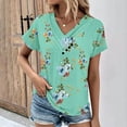 thumbnail image 1 of Plus Size Tops for Women V-neck Short Sleeved Casual Top Green L, 1 of 5