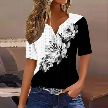 Plus Size Tops for Women V-neck Solid Color T-shirt Blouses