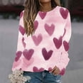 thumbnail image 1 of Plus Size Tops for Women Viikei 2025 Fall Womens Tops Plus Clearance,Women's Valentine's Day Printed Long Sleeved Round Neck Top/shirt Multicolor XL, 1 of 5