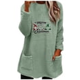 thumbnail image 1 of Plus Size Tops for Women Viikei Womens Christmas Women's Round- Neck and Winter Loose Print Pocket Warm Long Sleeve Blouse Tops, 1 of 4