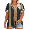 thumbnail image 1 of Plus Size Tops for Women Vintage Print T-Shirts Short Sleeve V Neck Shirts Summer Casual Loose Blouse Beach Vacation Outfits, 1 of 6