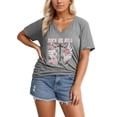 thumbnail image 1 of Plus Size Tops for Women Western Vintage Cowgirl Graphic Short Sleeve V-Neck T Shirts 2025 Summer Trendy Casual Basic Tees Light Gray 3XL, 1 of 4