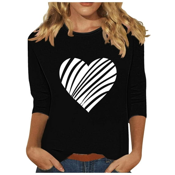 Plus Size Tops for Women Women 3/4 Length Sleeve Tops V Neck T Shirts for Women Cotton Shirts for Women Plus Size Lightning of Today