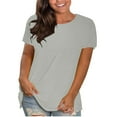 thumbnail image 1 of Plus Size Tops for Women Womens T Shirts Short Sleeve Crewneck Tunic Shirt Solid Color Loose Summer Tees Basic Tops Gray, 1 of 4