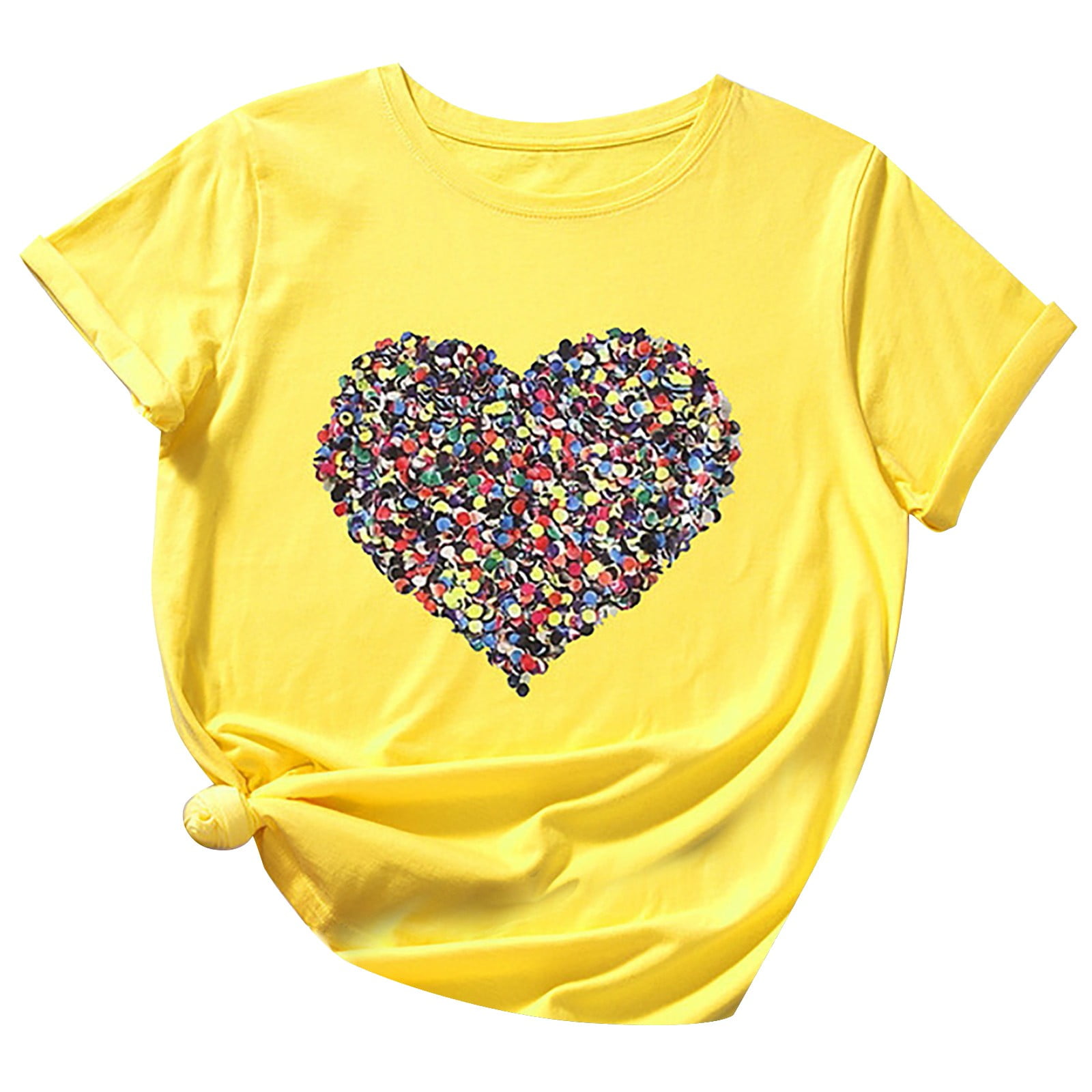 Plus Size Tops for Women Womens Tops Crew Neck Short Sleeve Heart Print