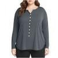 Plus Size Tops for Women with Button Long Sleeve Soft Henley Neck Casual Lightweight Pullover Blouses (3XL, Dark Gray)