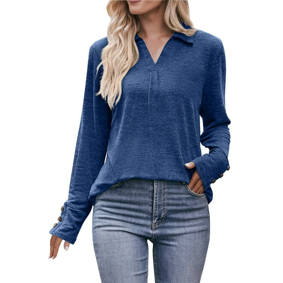 Plus Size Tops for WomenWomen's Casual Fashion Comfortable Leisure Shirt Button Long Sleeve Tops