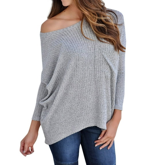 Plus Size Tops for WomenWomen's Fashion One Shoulder Sexy Long Sleeve Casual Solid Color With Pocket Top
