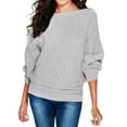 thumbnail image 1 of Plus Size Tops for WomenWomen's Fashion Round Neck Loose Casual Knit Long Sleeve Solid Color Top, 1 of 5