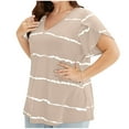 thumbnail image 1 of Plus Size Tops for Womens 2025 Fashion Large Leaf Sleeve Printed Short Sleeved V-Neck Top, 1 of 7