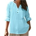thumbnail image 1 of Plus Size Tops for Womens Tops Fashion Casual Loose Fashion Long Sleeve Solid Color Round Neck Pullover Shirt, 1 of 5
